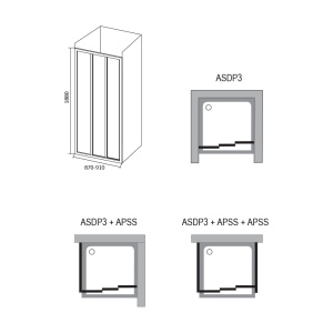 Душевая дверь Supernova ASDP3-90 белый+перл