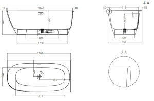 Ванна из искусственного камня Salini Sofia Corner R 170x85 102514G