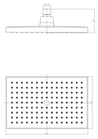 Душевая лейка верхняя Lemark LM8039C 1-функциональная, прямоугольная 250х160 мм, хром