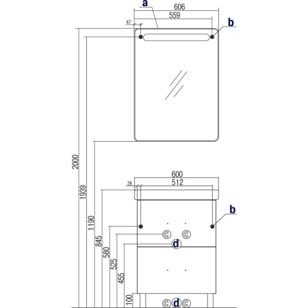 АМЕРИНА 60Н тумба 2 ящика на ножках белый