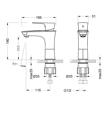 Смеситель Lemark Nero LM0206C для умывальника монолитный, хром