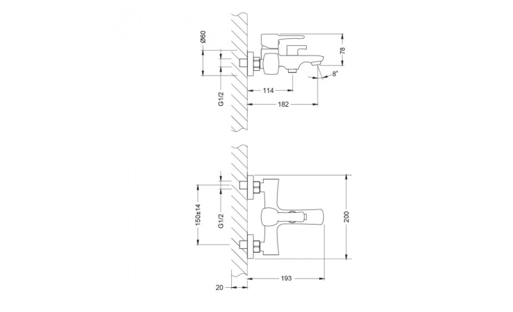 Смеситель Lemark Evitta LM0514C для ванны, с коротким изливом, дивертор с кер. пласт, хром