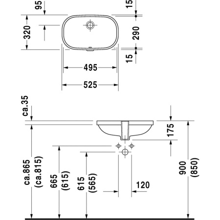 D-CODE Раковина встраиваемая снизу 49x29 см,