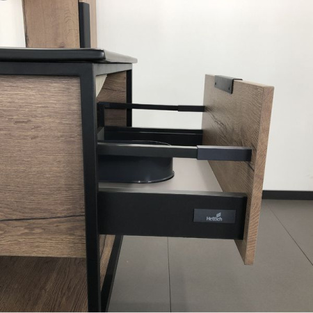 COMFORTY. Тумба-умывальник "Бонн-90" дуб темный с раковиной COMFORTY 90E черная матовая