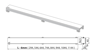 GL1204-850 GLASS - Решетка для водоотводящего желоба (Стекло черное )