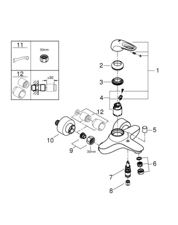 33591LS3 Смеситель для ванны GROHE Eurostyle new, белая луна 
