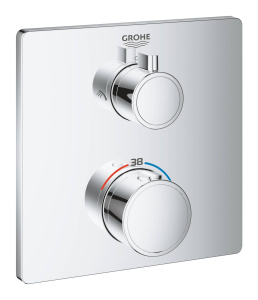 24079000 Термостатический смеситель для душа GROHE Grohtherm с переключателем на 2 положения верхний-ручной душ, квадратная розетка, хром