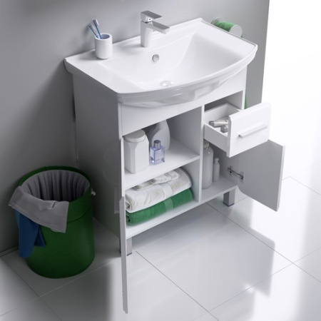 КОРСИКА 75 Тумба на ножках, две двери и ящик, с раковиной СТИЛЬ 75 (Ш77,5хВ85хГ51) Kor0107+Стиль 75  