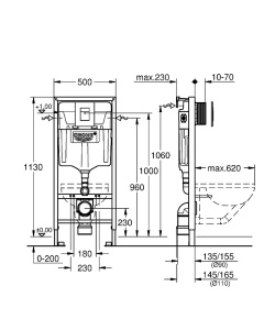 Система инсталляции для унитаза GROHE Rapid SL с панелью смыва Skate Cosmopolitan (3 режима) (1,13 м) (38772001)