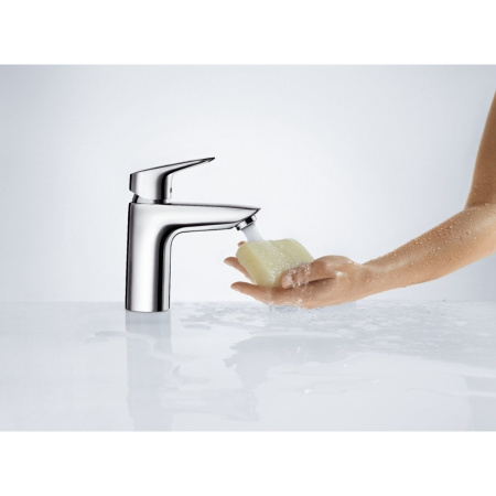71100000 Logis Hansgrohe Смеситель для раковины 100, однорычажный, с донным клапаном
