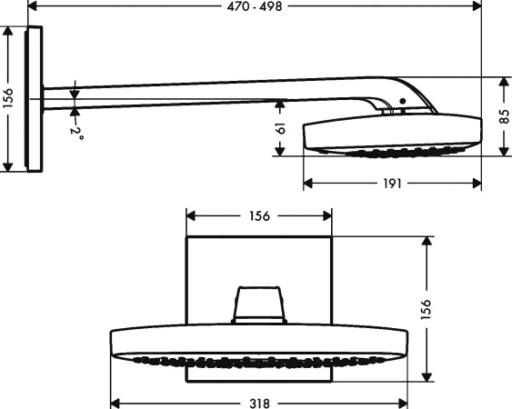 26468400 Raindance Select Верхний душ Select Е 300 3jet с держателем 390 мм