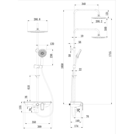Смеситель Lemark Tropic LM7012BL для ванны и душа