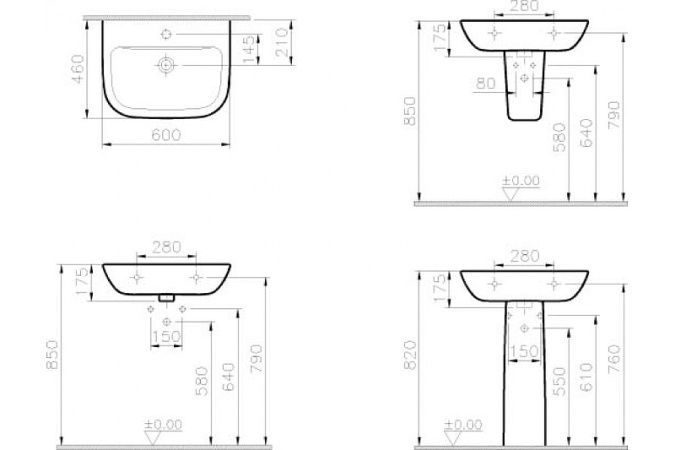 Раковина Vitra S20 60 5503B003-0001 Белая